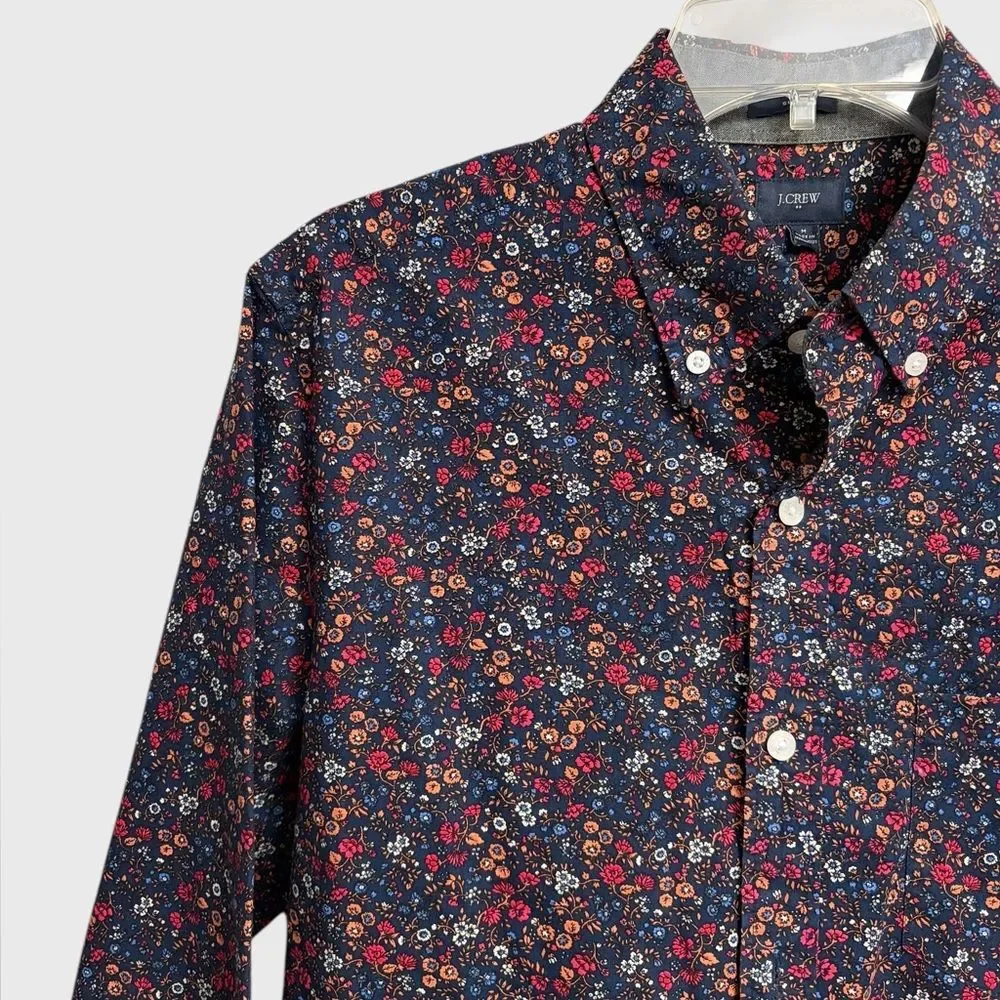 J. Crew Men's Slim Fit Floral Button-Down Shirt Size M Navy Multicolor Preppy
